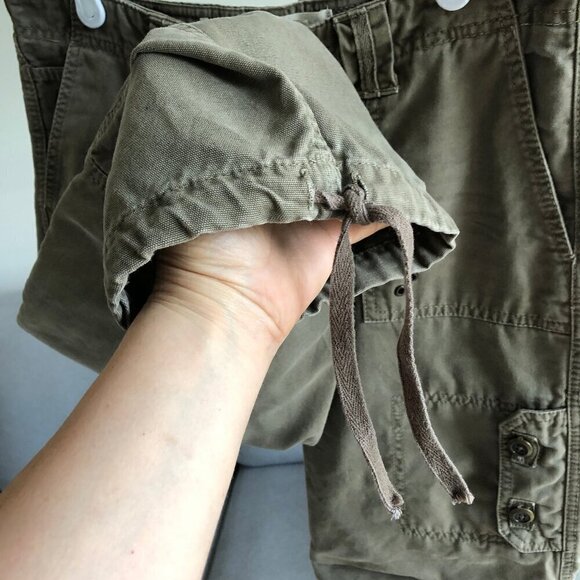Zara Love Trf XX Cargo Khaki Green Capri Drawstring Jean 100% Cotton Women Sz 4 - Picture 7 of 16